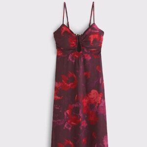 Abercrombie & Fitch Bra-Free Hardware Maxi Dress - Burgundy Floral - Large - NWT